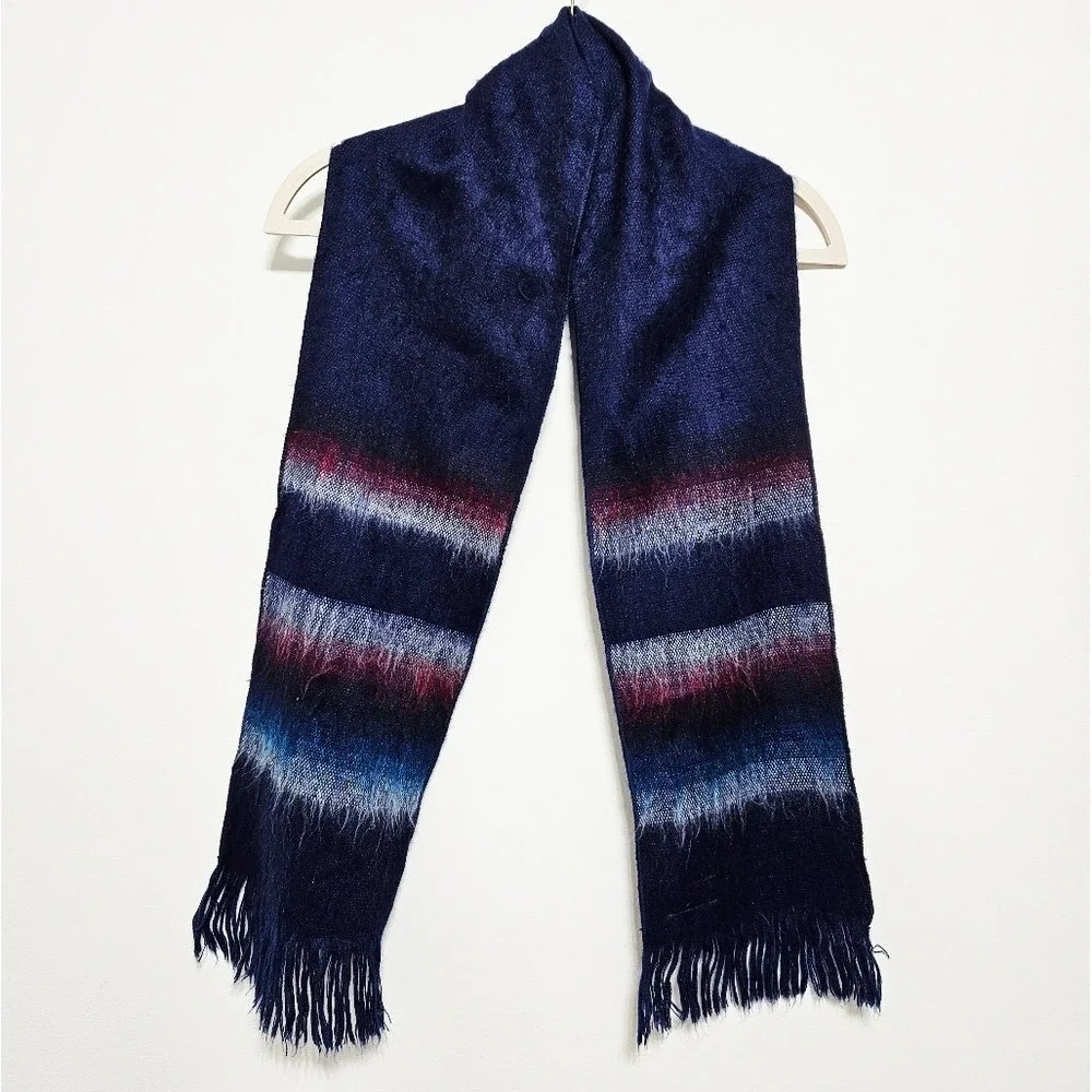 Paititi Woolens Co.‎ Womens Alpaca Wool Scarf 100% Handmade Alaska Blue White 8